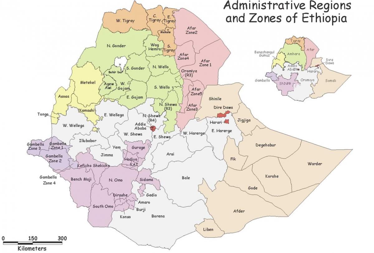 Éthiopien de la carte par région
