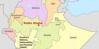 Addis-abeba, Ethiopie, la carte du monde