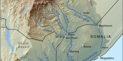 La carte des fleuves de l'éthiopie