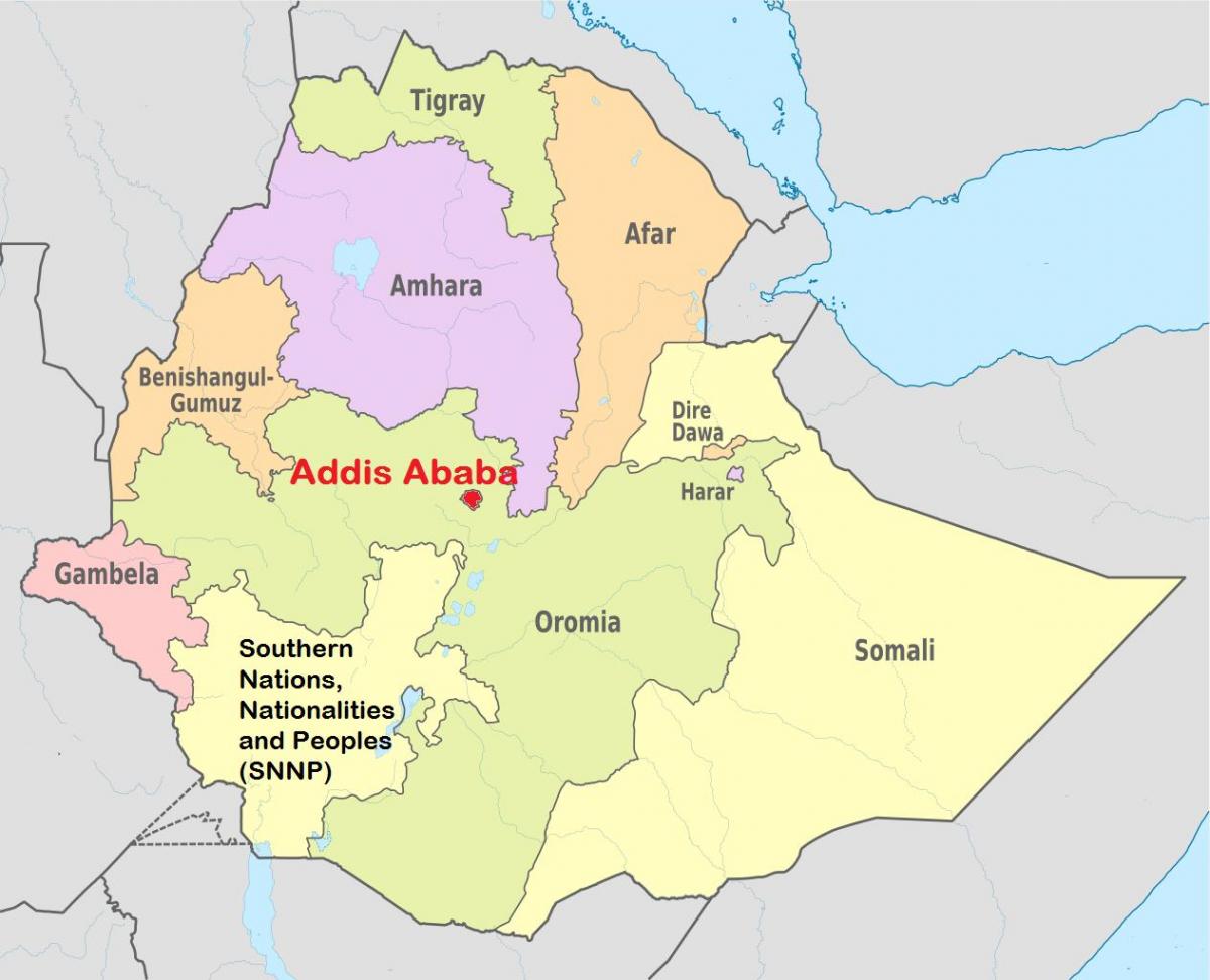 addis-abeba, Ethiopie, la carte du monde