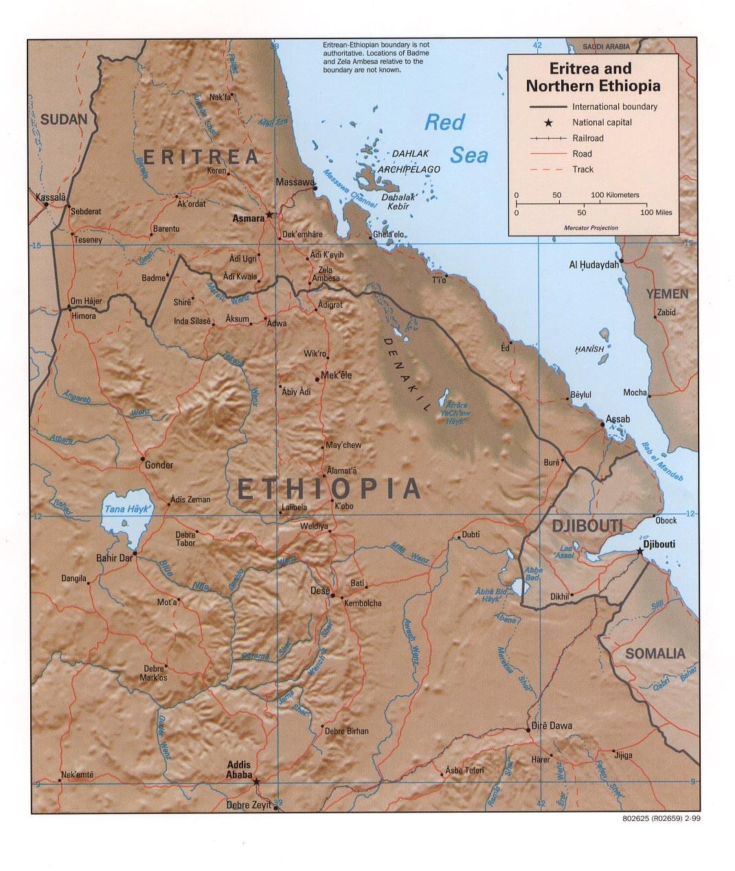 carte du nord de l'Ethiopie