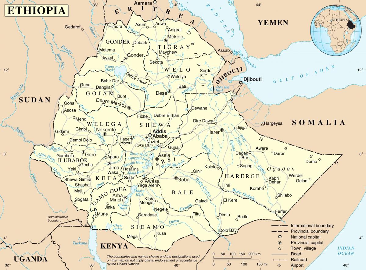 carte politique de l'Éthiopie