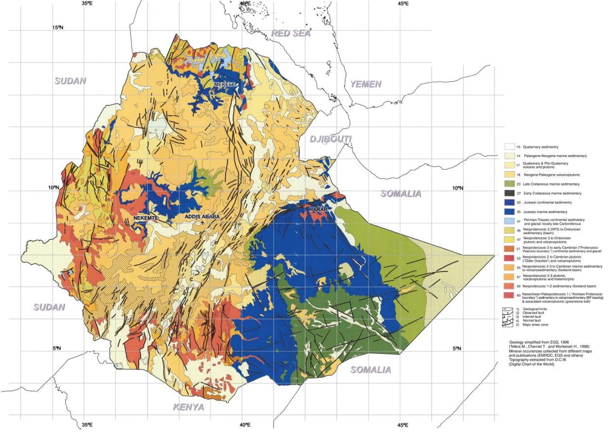 carte de la carte géologique de l'Éthiopie