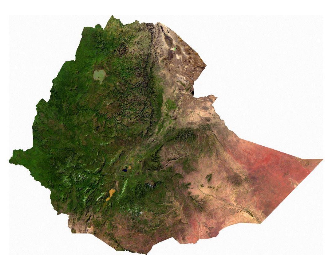 L'ethiopie carte satellite