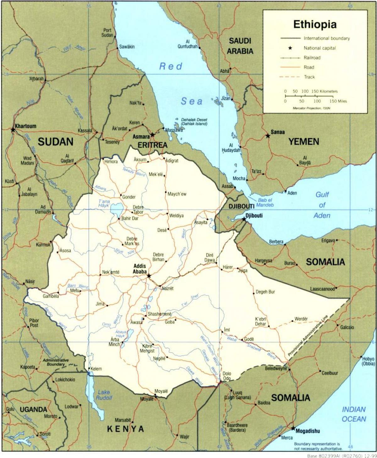carte de l'Ethiopie et les pays voisins