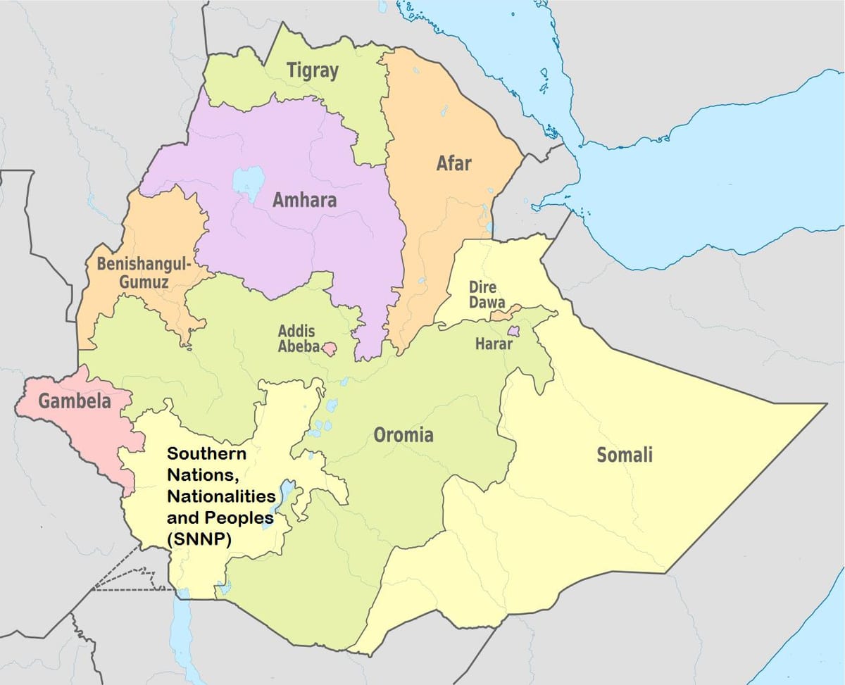 Ethiopian les états de la carte