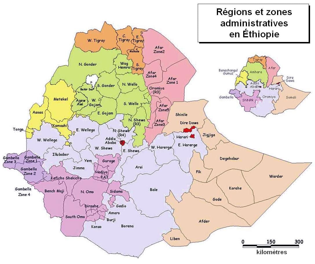 carte de l'Éthiopie administrative