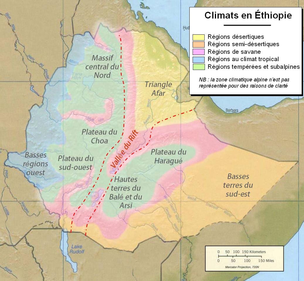 carte de l'Éthiopie climat