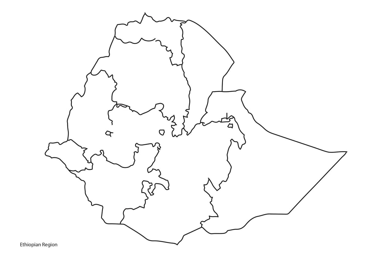 carte vierge de l'Éthiopie