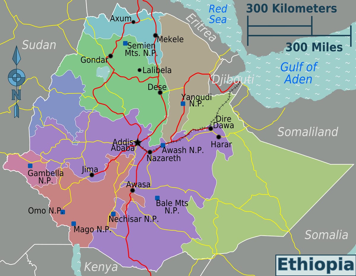 L'ethiopie attractions touristiques de la carte