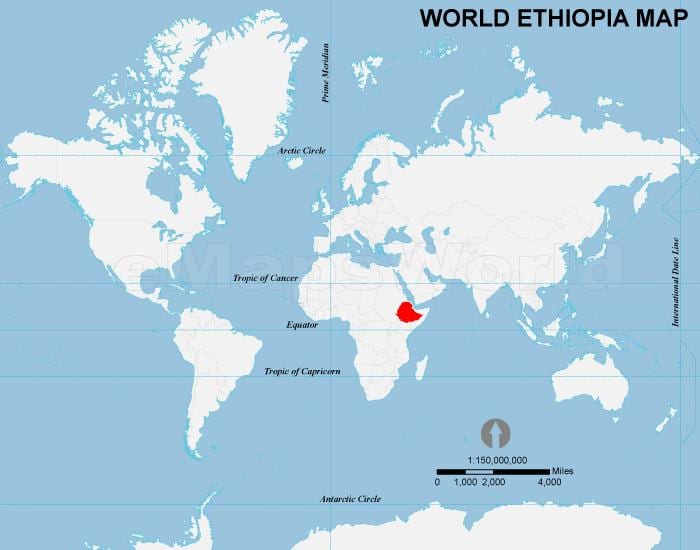 carte de l'Éthiopie, de l'emplacement sur le monde