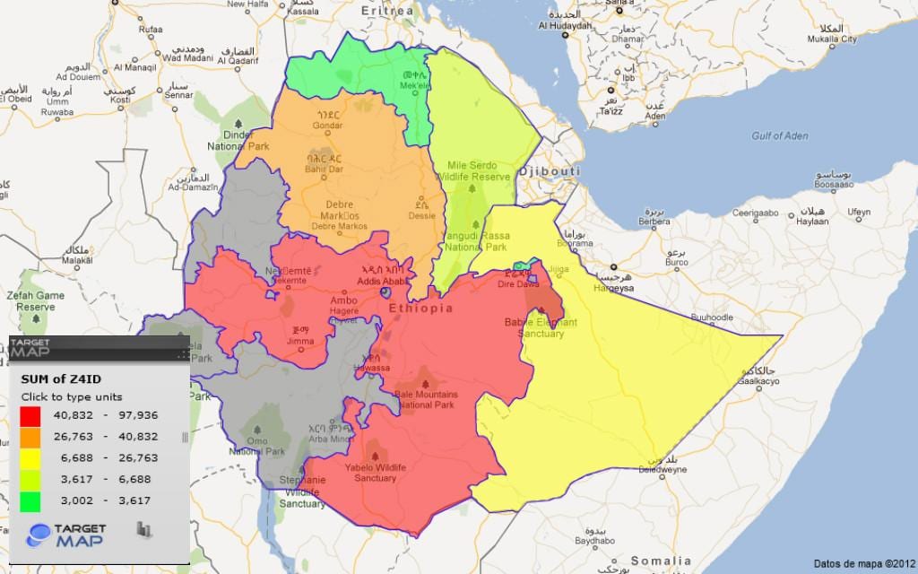 L'ethiopie provinces de la carte