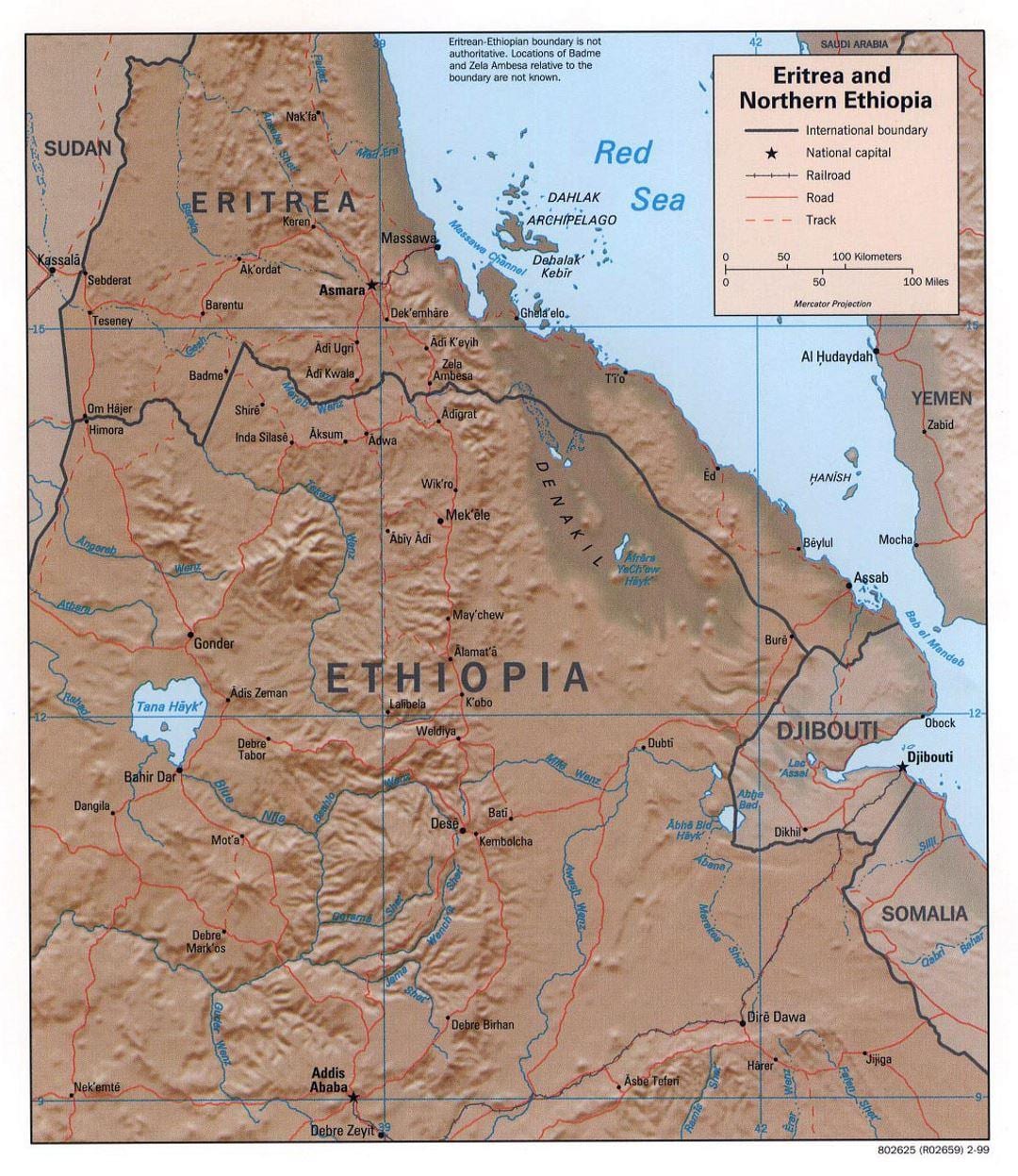 carte du nord de l'Ethiopie