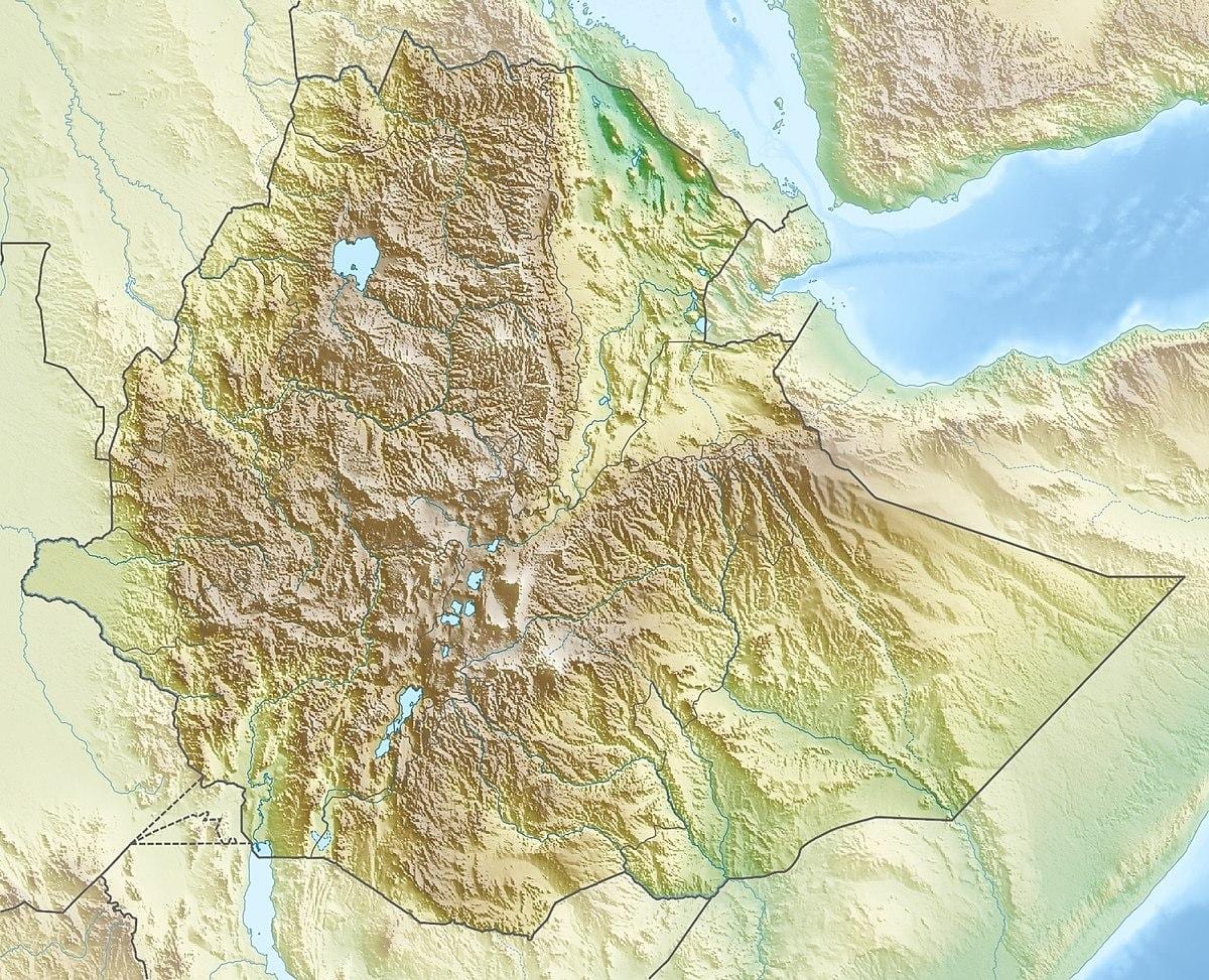 carte des montagnes d'éthiopie