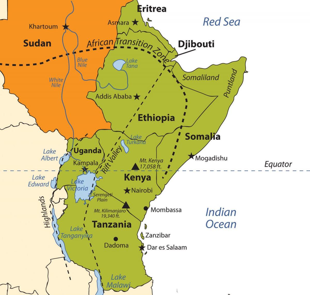 carte de plateau Éthiopien afrique