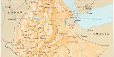 Carte de l'Éthiopie au cours de derg