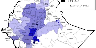 L'ethiopie carte de la densité de la population