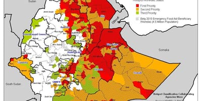 Carte de l'Éthiopie à la sécheresse