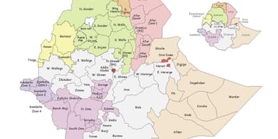 Éthiopien de la carte par région
