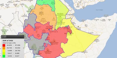 L'ethiopie provinces de la carte