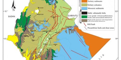 Carte de l'Éthiopie ressources naturelles