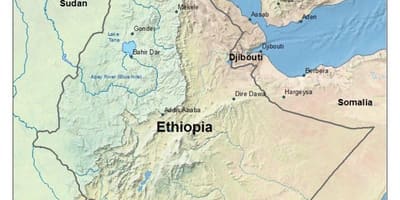 Plateau éthiopien sur la carte